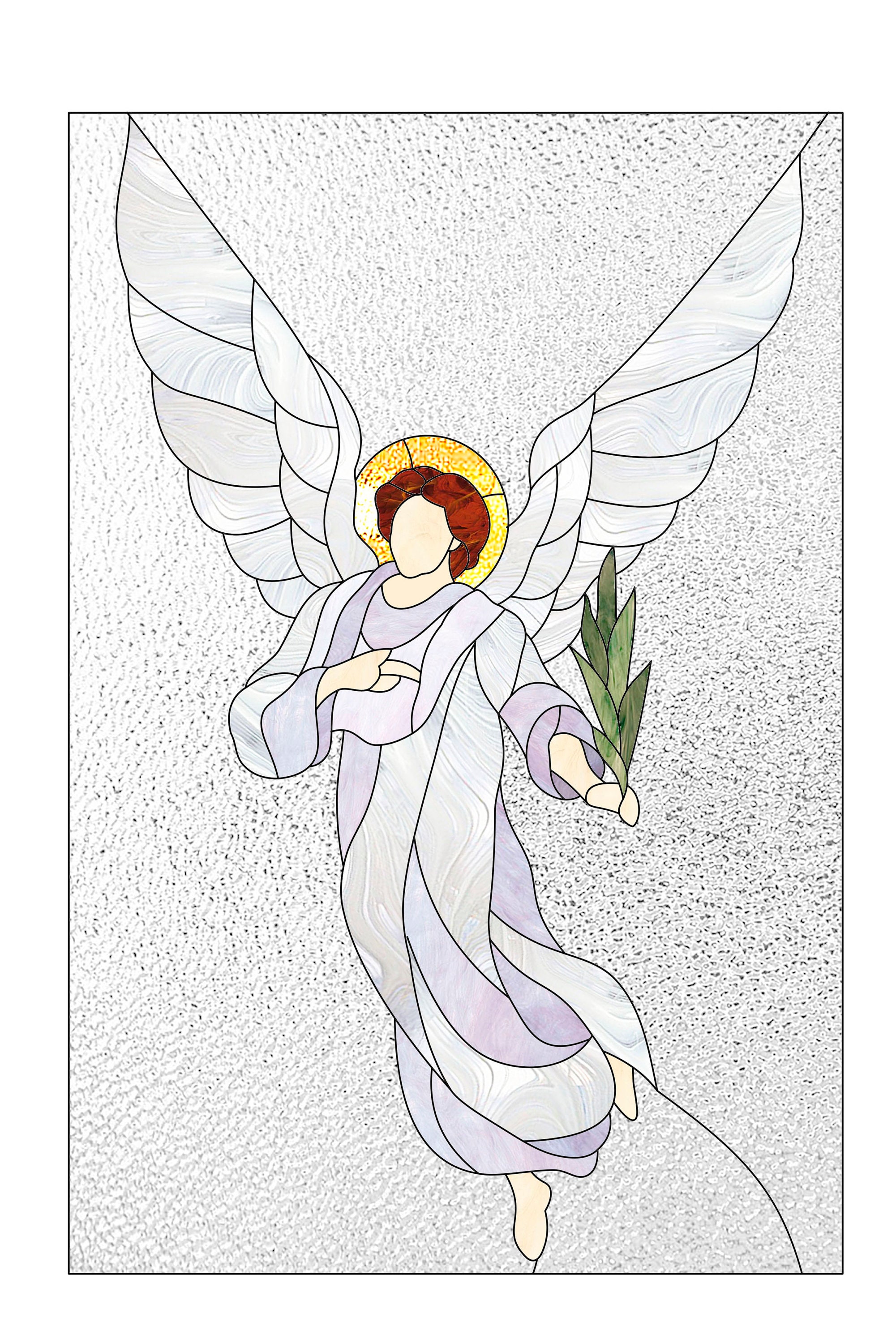 Stained glass Christmas tree patterns with angels