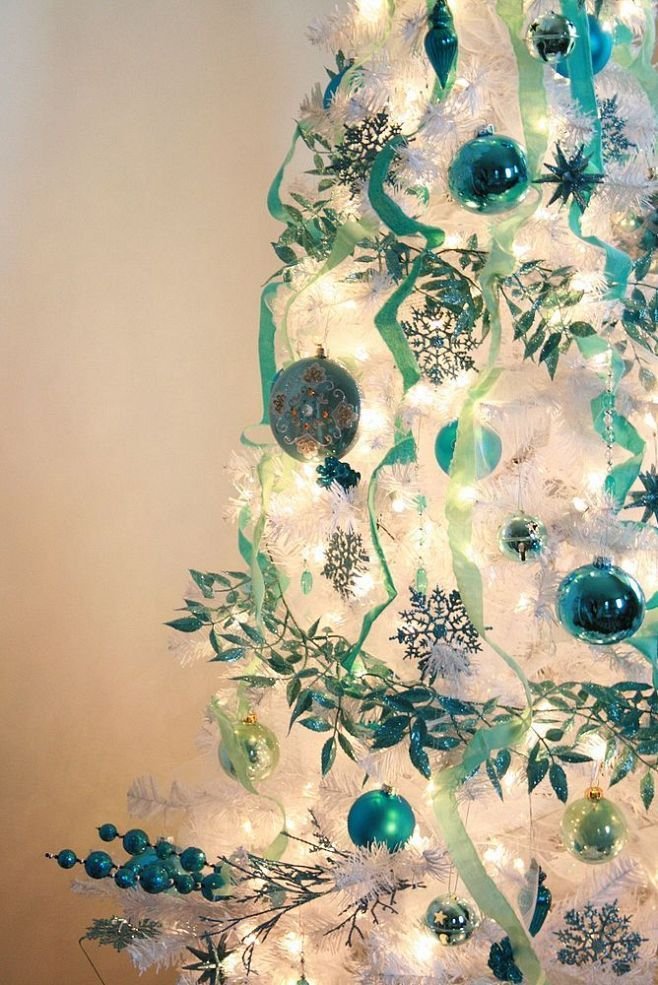 Teal Christmas Tree Decor