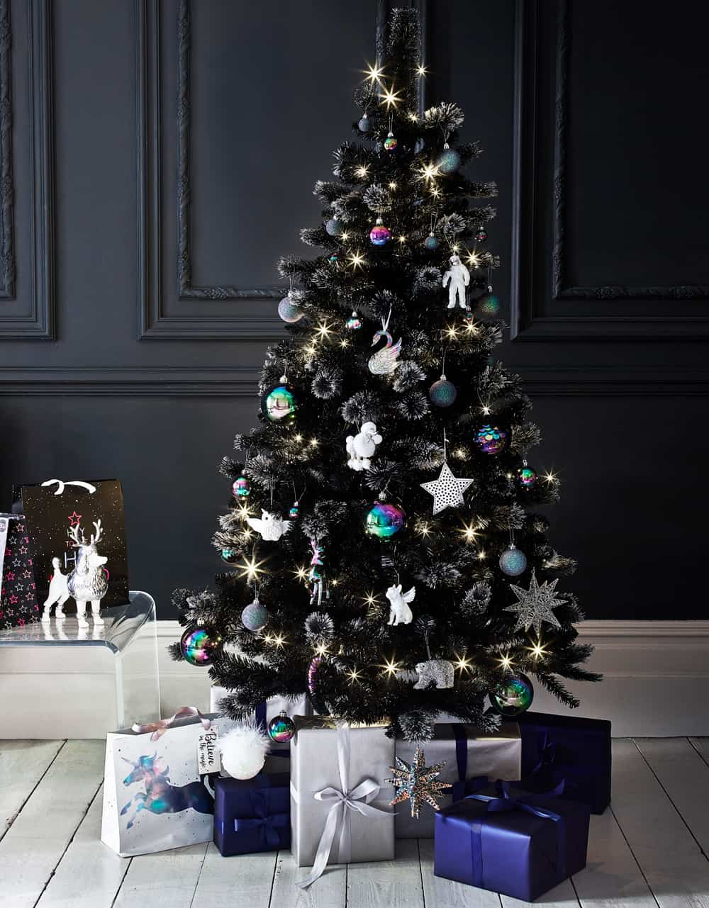 Black Christmas Tree Garland