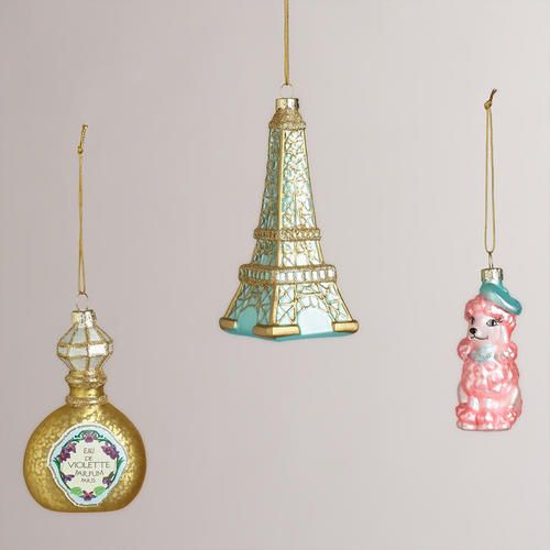 Paris-themed Christmas tree ornaments