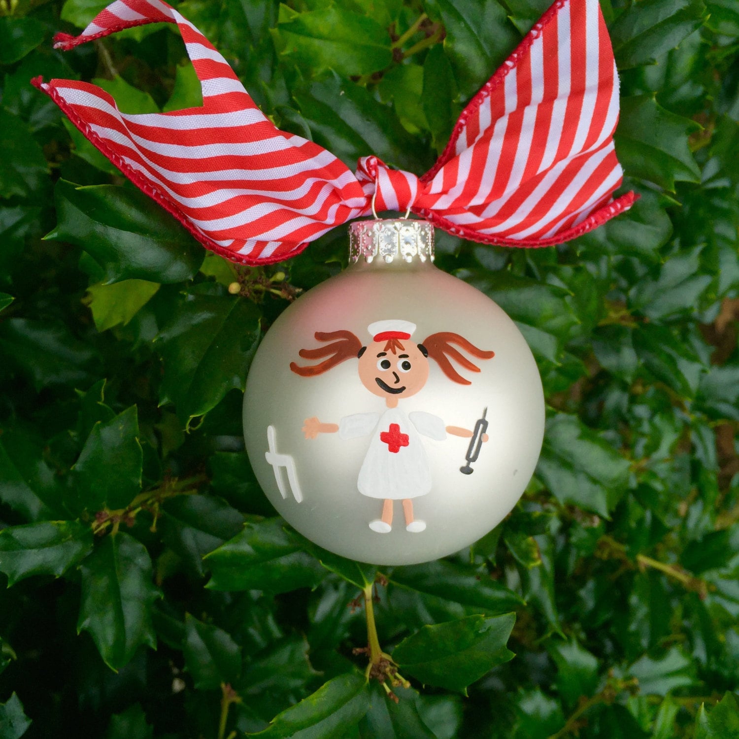 Nurse Christmas Ornament with Blue Suit