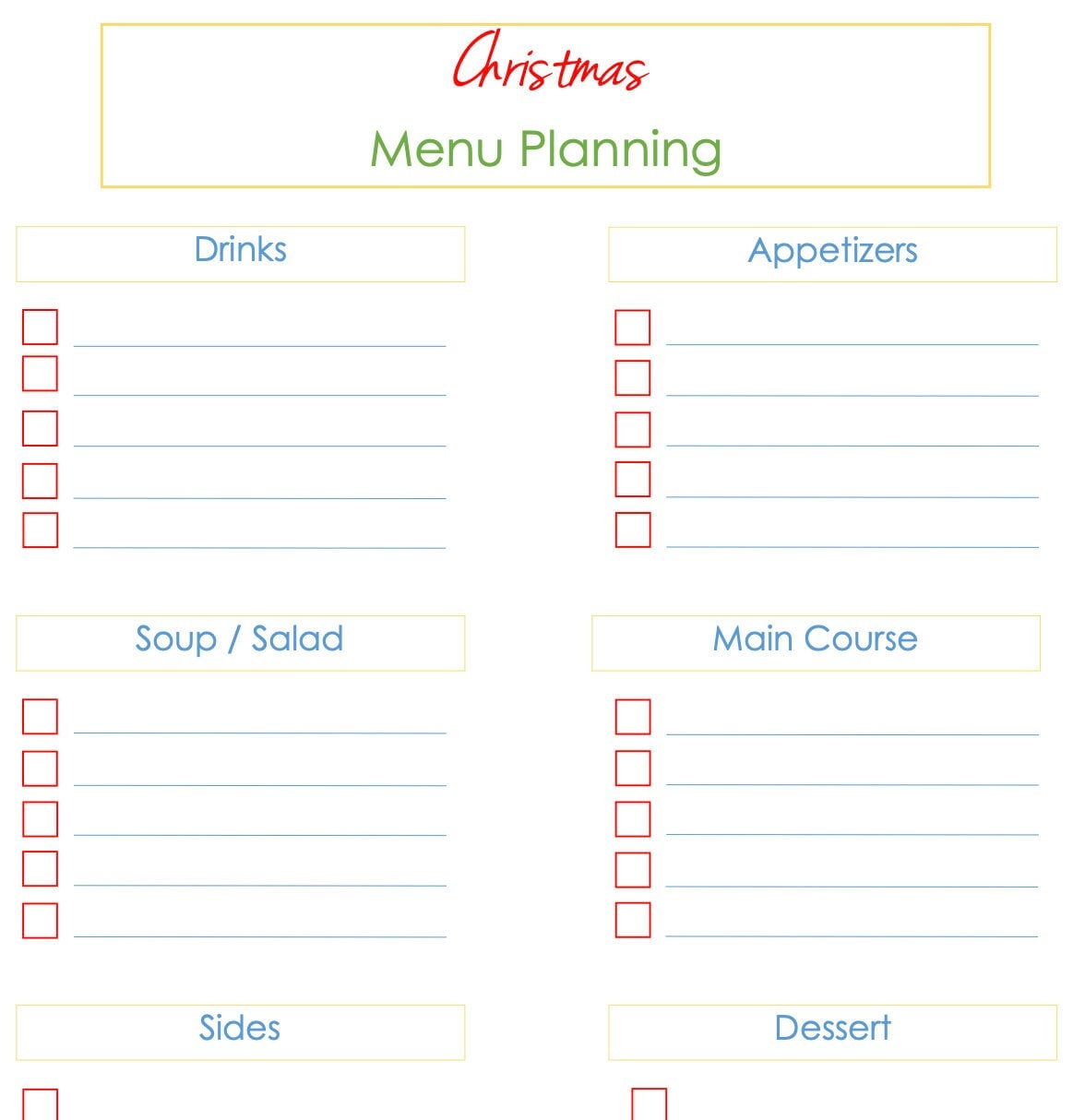 Christmas Menu Planning