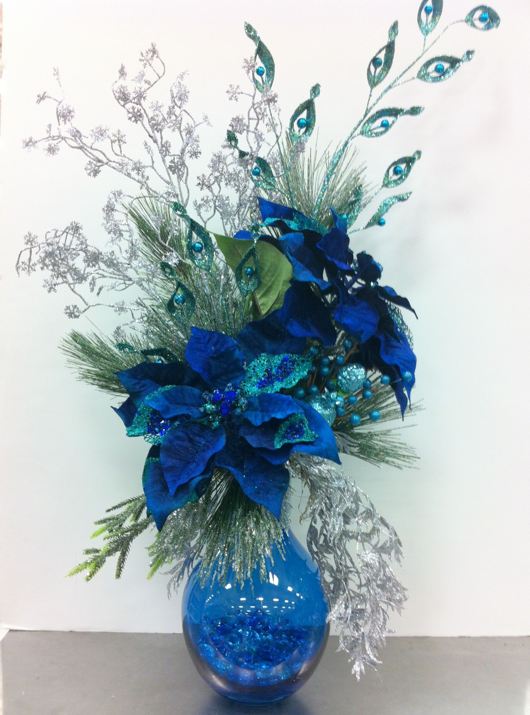 Blue Flower Arrangements for Christmas