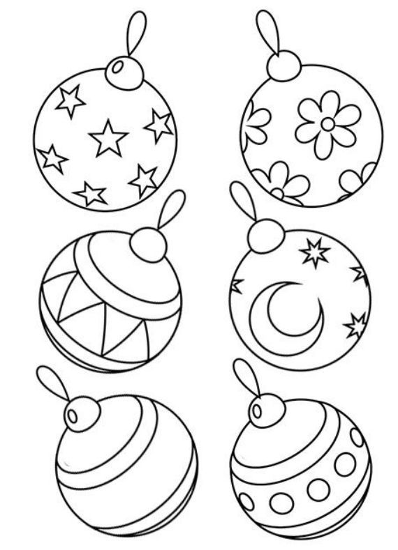 Christmas Ball Colouring Pages for Kids