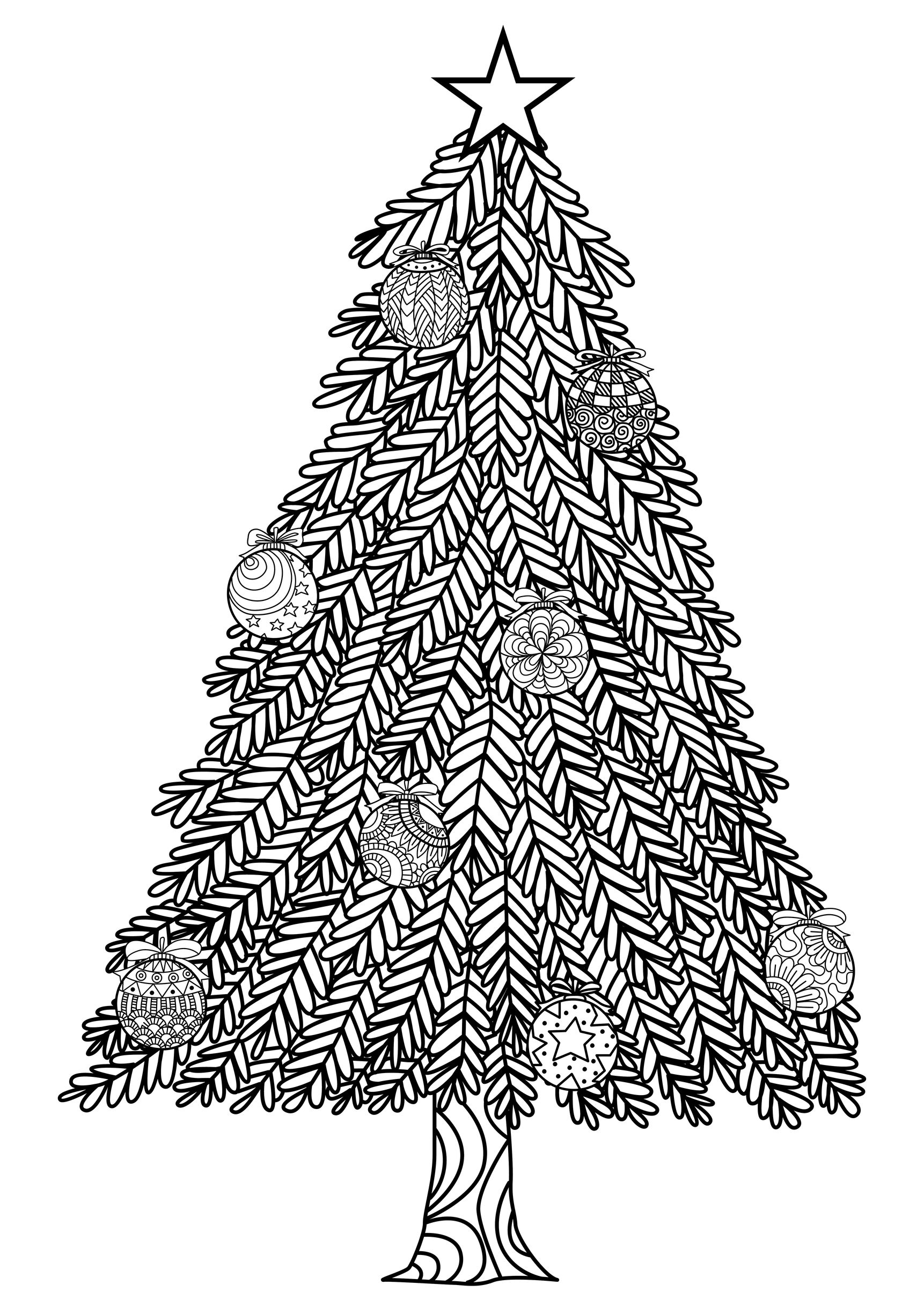 Christmas Ball Tree Colouring Page