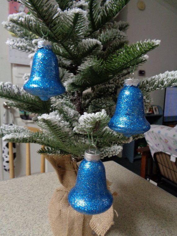 Blue Glass Bell Christmas Tree Decorations