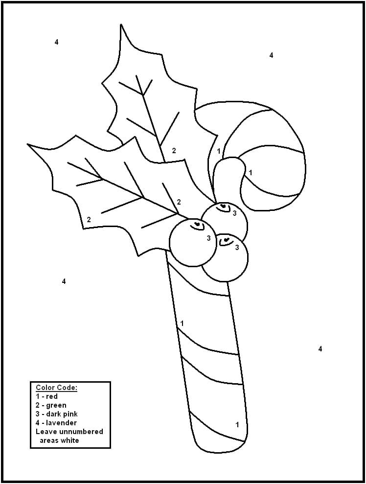 Christmas Candy Cane Color by Number