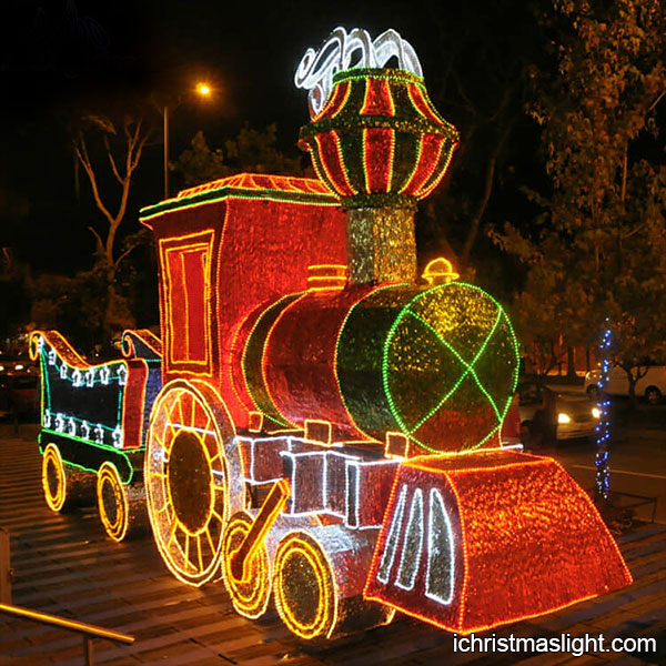 Christmas decorations on train