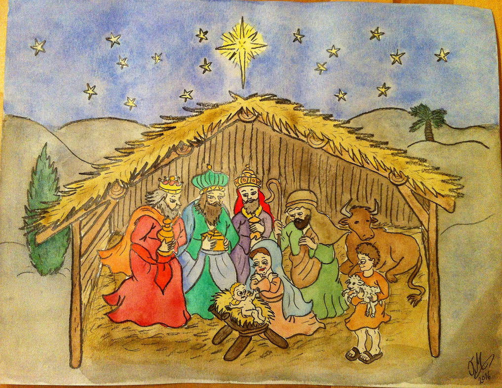 Christmas Nativity Scene Drawing Ideas