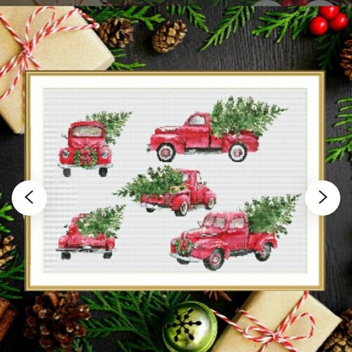 Christmas Red Truck Cross Stitch Pattern