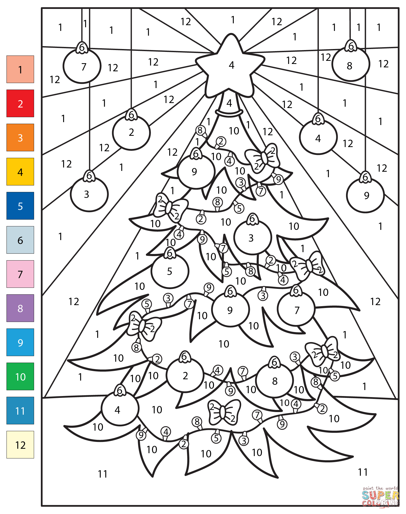 Christmas Tree Color by Number