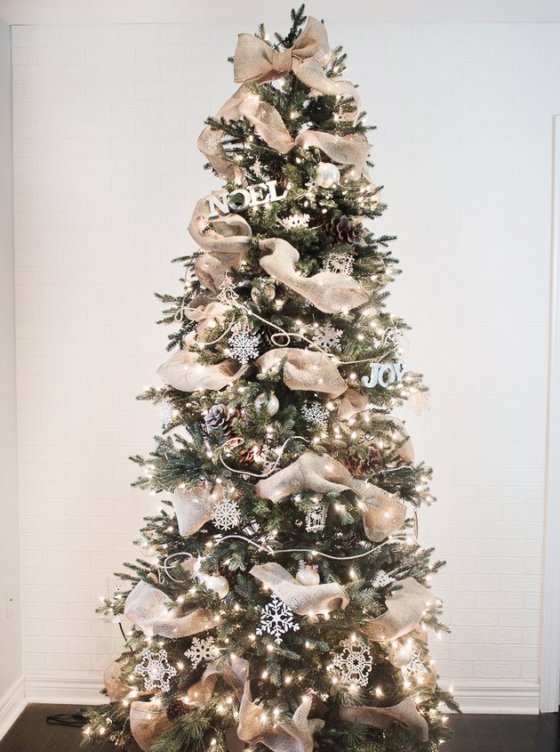 Christmas tree with ribbon and garland