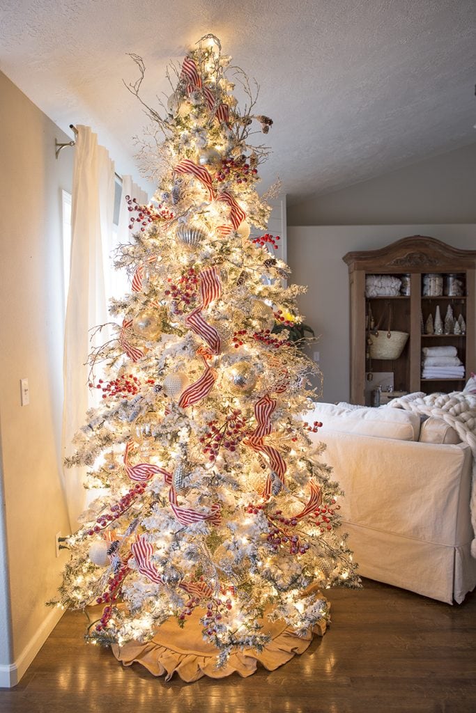 Christmas tree with ribbon focal point