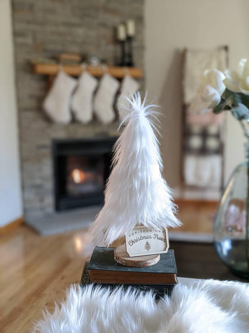 Faux Fur Christmas Tree Wall Hanging