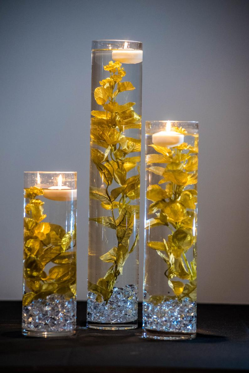 Gold Flower and Candle Decorations