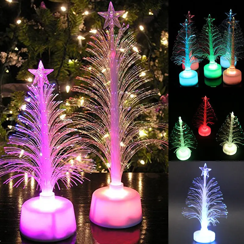 Minature Fiber Optic Christmas Trees with Battery Operated