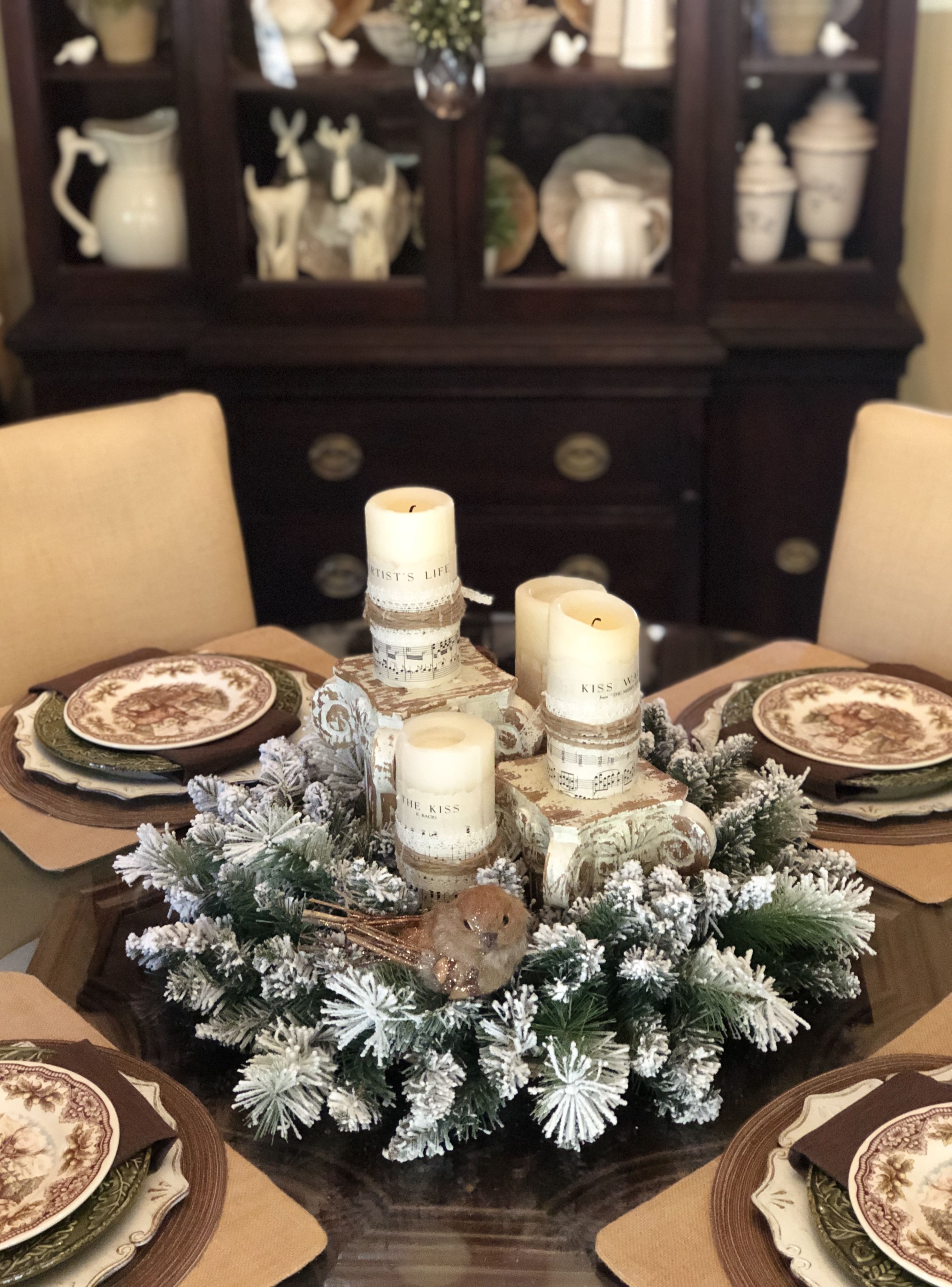 Modern Christmas Candle Centerpiece