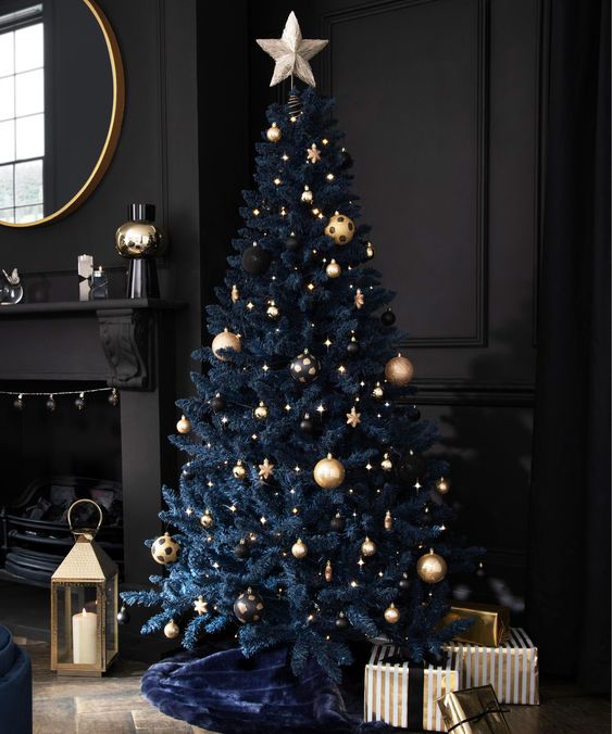 Monochromatic Navy Blue Christmas Tree