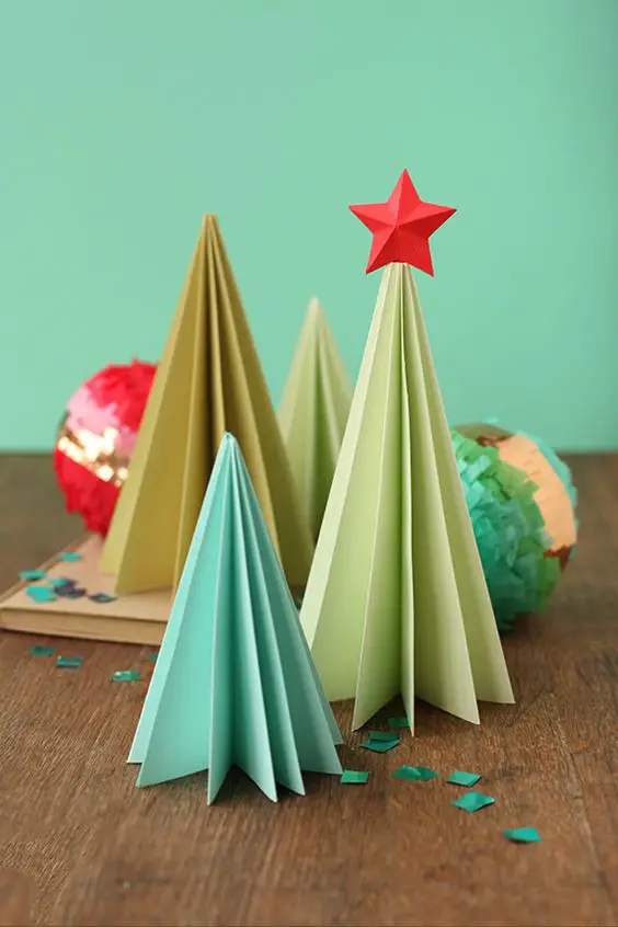 Paper Origami Christmas Tree Decorations