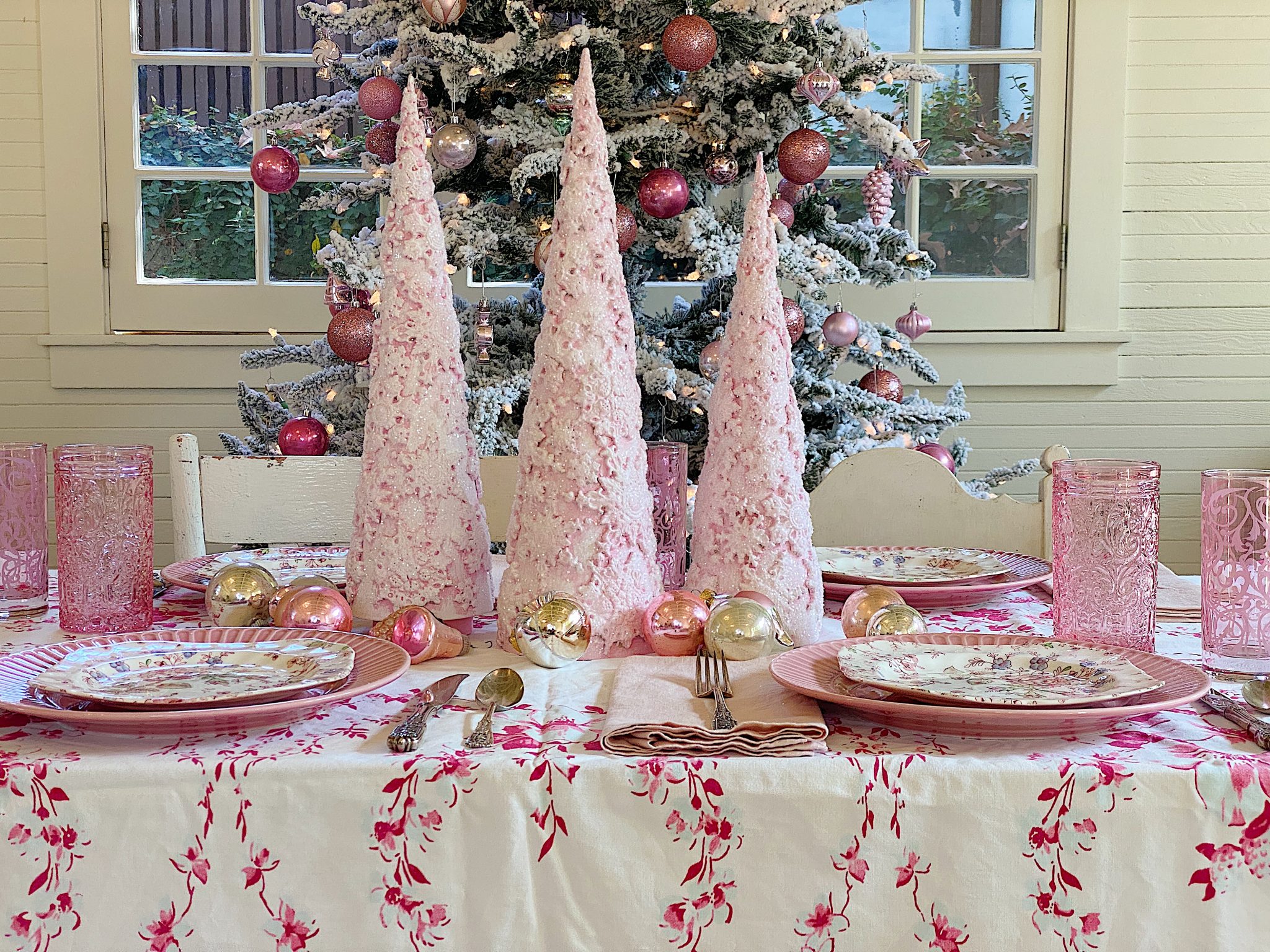 Pink Tabletop Christmas Tree