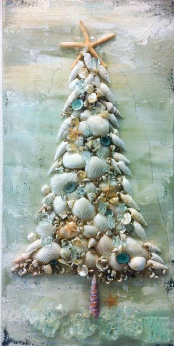 Porcelain Christmas Tree with Seashells