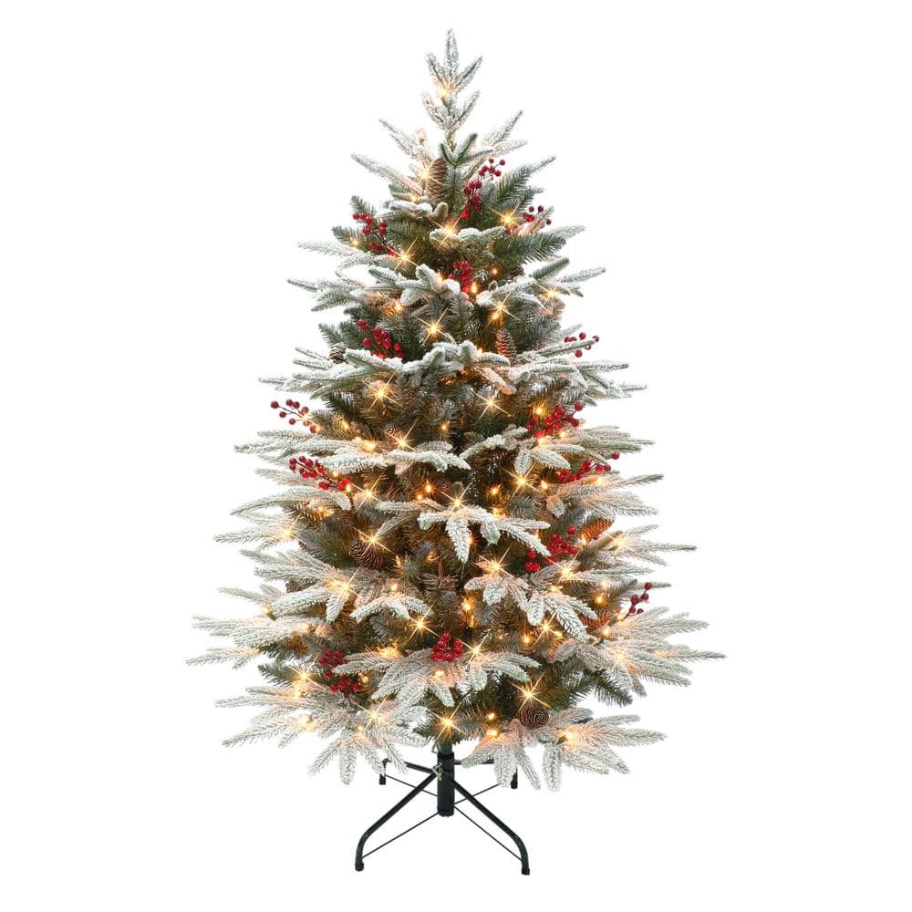 Puleo International Pre-Lit Red Fir Artificial Christmas Tree