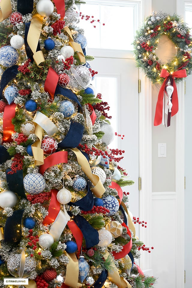 Red and Navy Blue Christmas Tree