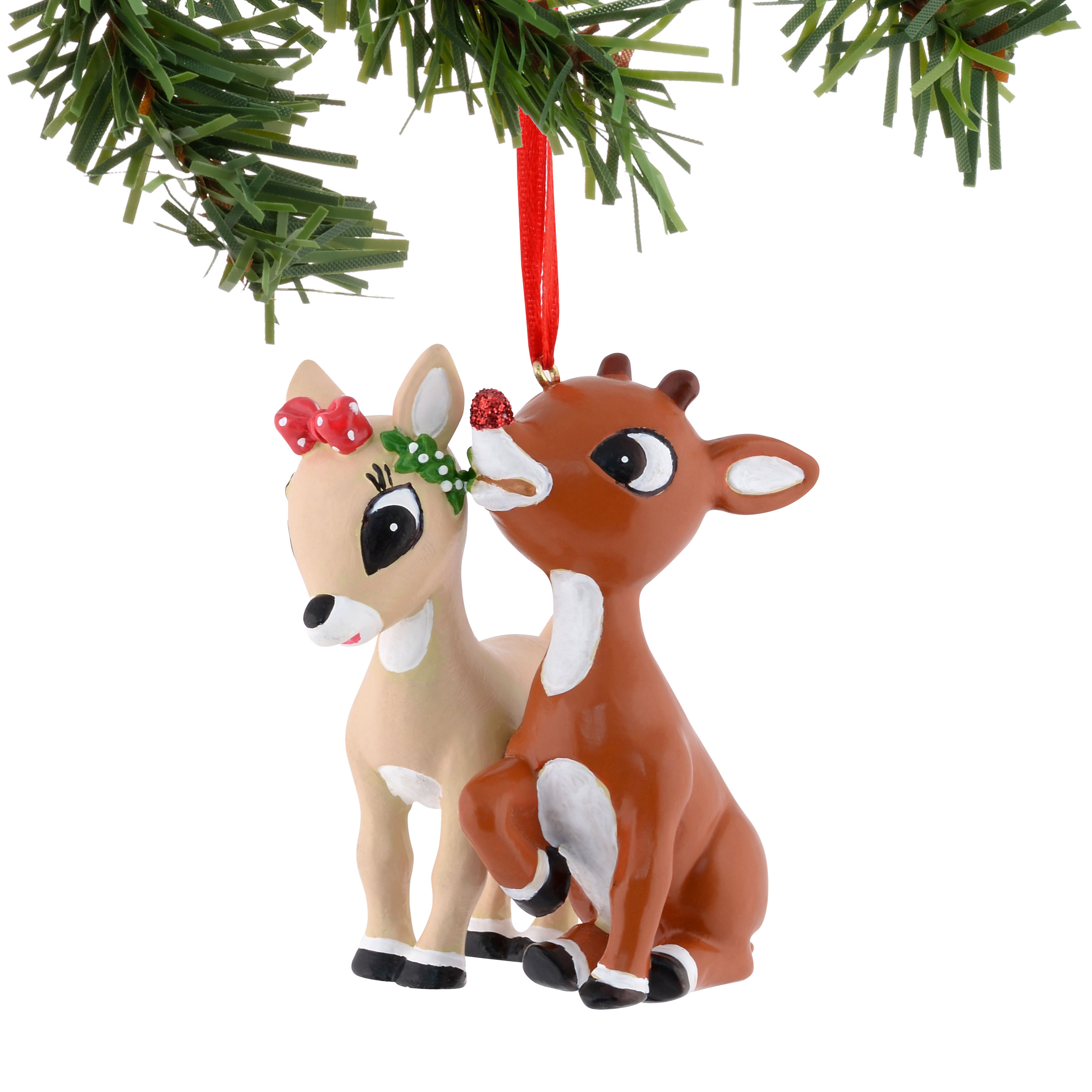 Gorham Crystal Reindeer with Red Nose Ornament