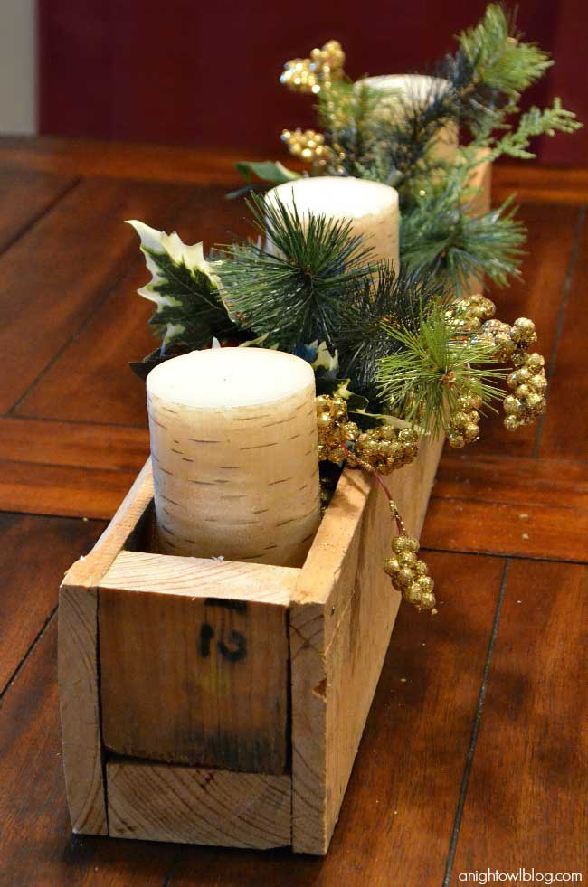 Rustic Christmas Candle Centerpiece