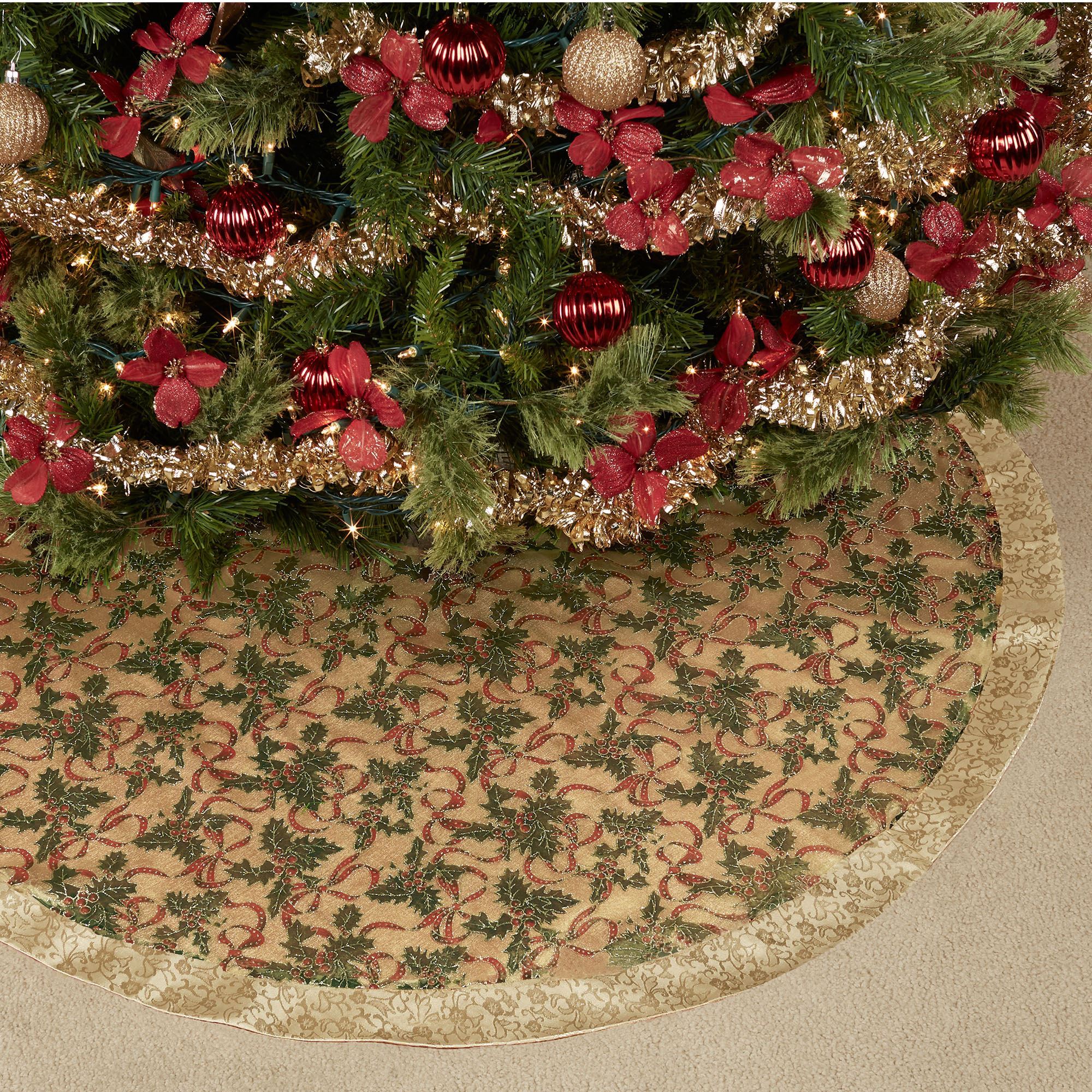 Ribbon garland on a Christmas tree skirt