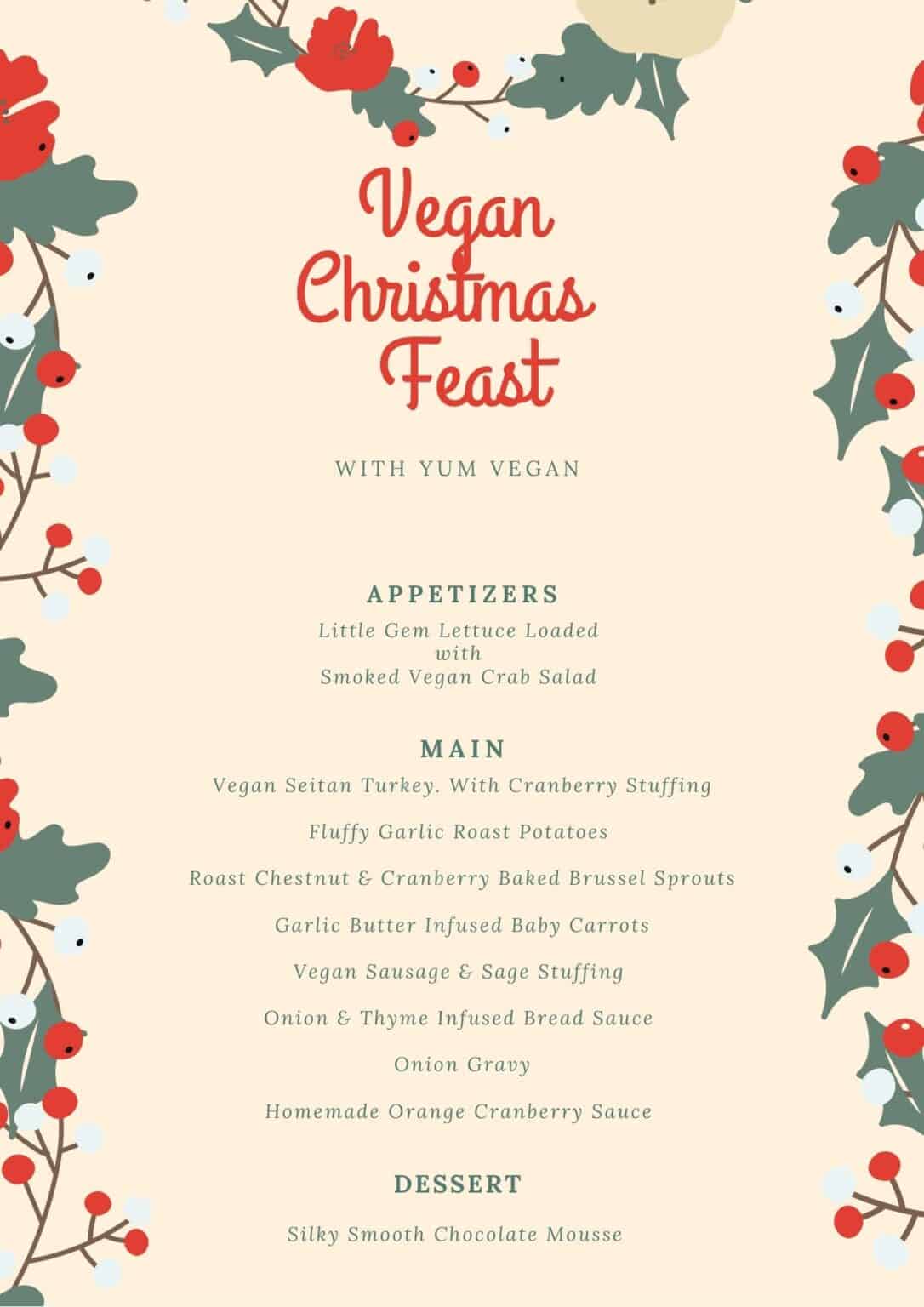 Vegetarian and Vegan Christmas Menu