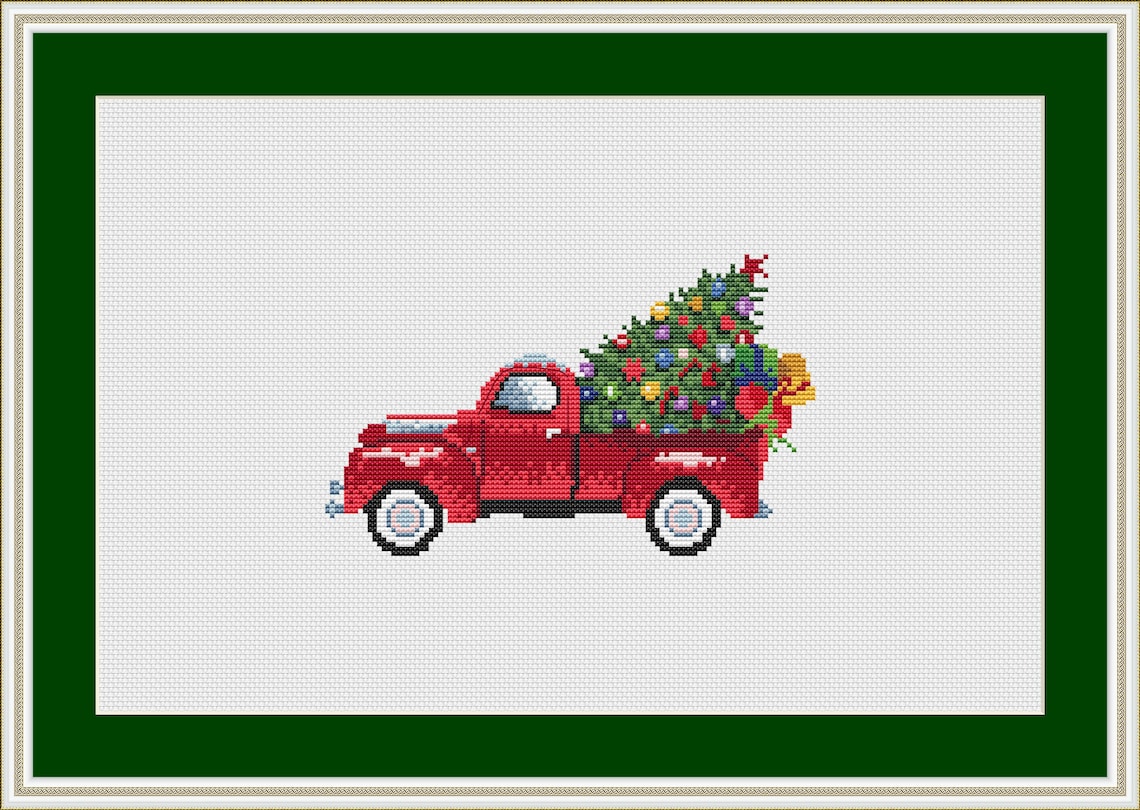 Vintage Christmas Truck Cross Stitch Pattern