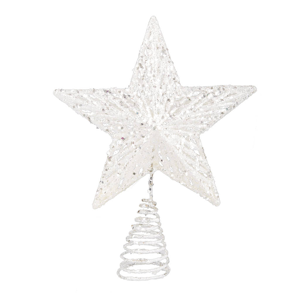 White Christmas Tree Star with Glitter