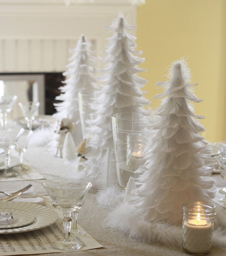 White Christmas Tree Table Decor Inspiration