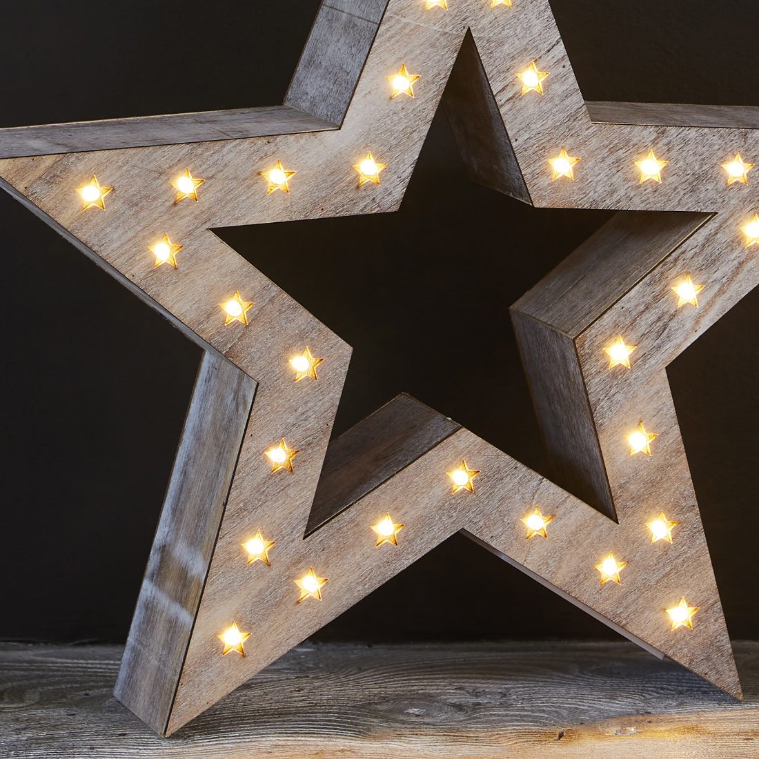 Wooden Star Topper with Lights