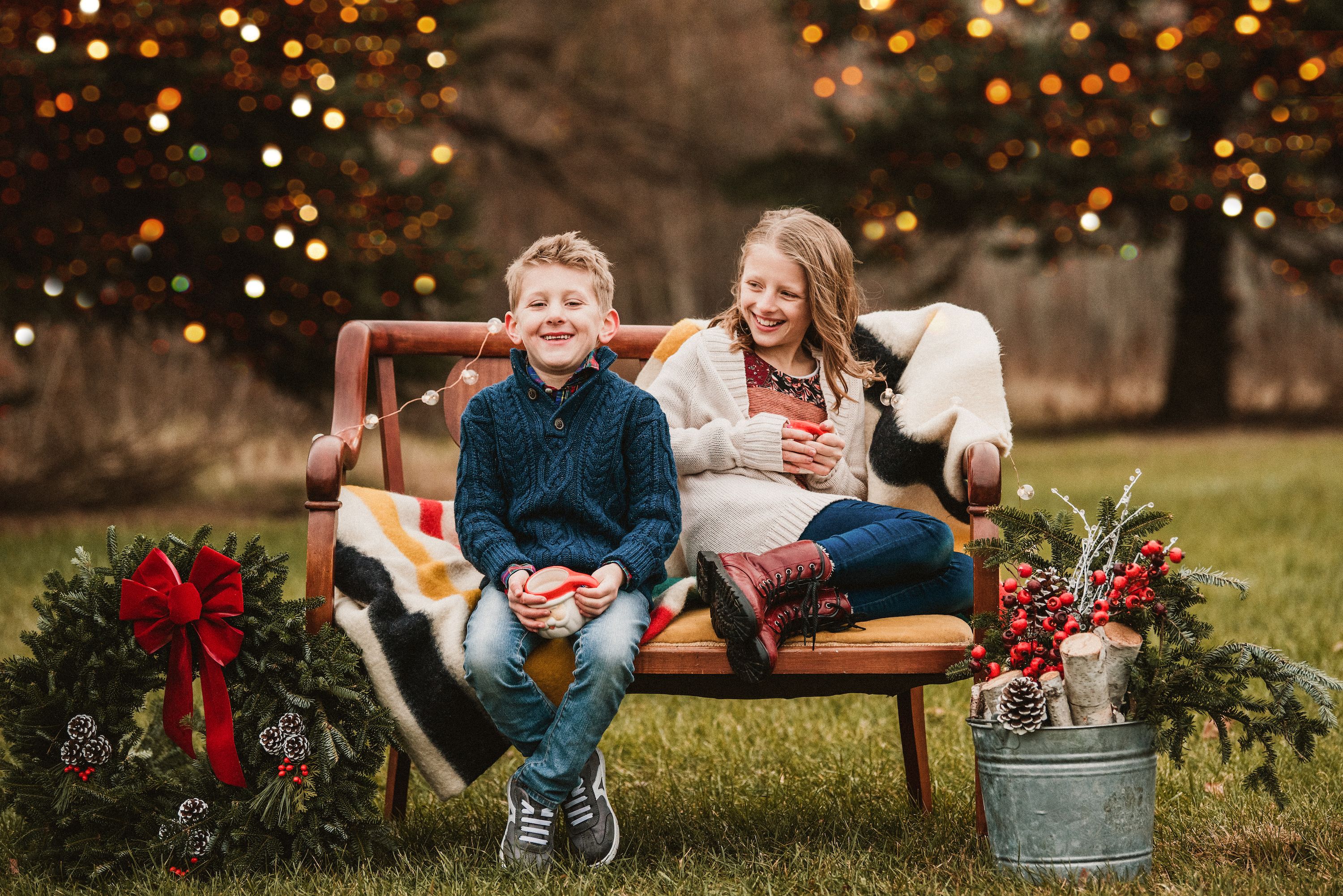 Christmas Family Photo Ideas with Christmas Tree