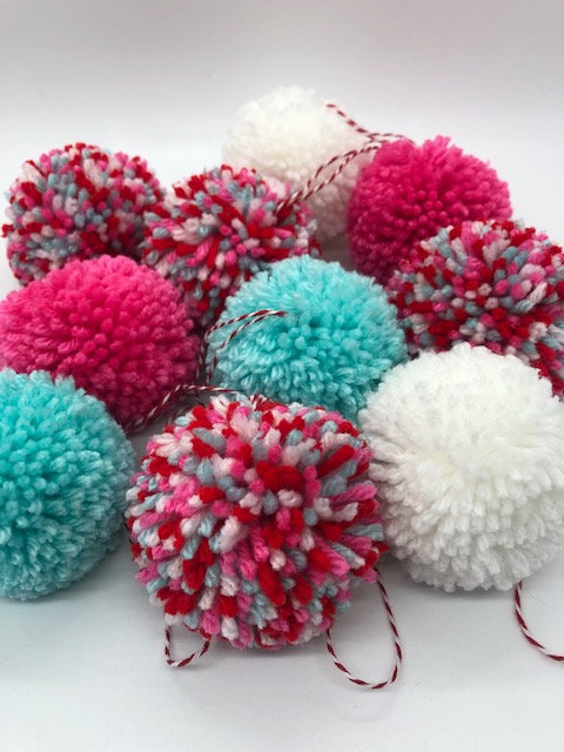 Emerald Green Pom-Pom Christmas Ornaments